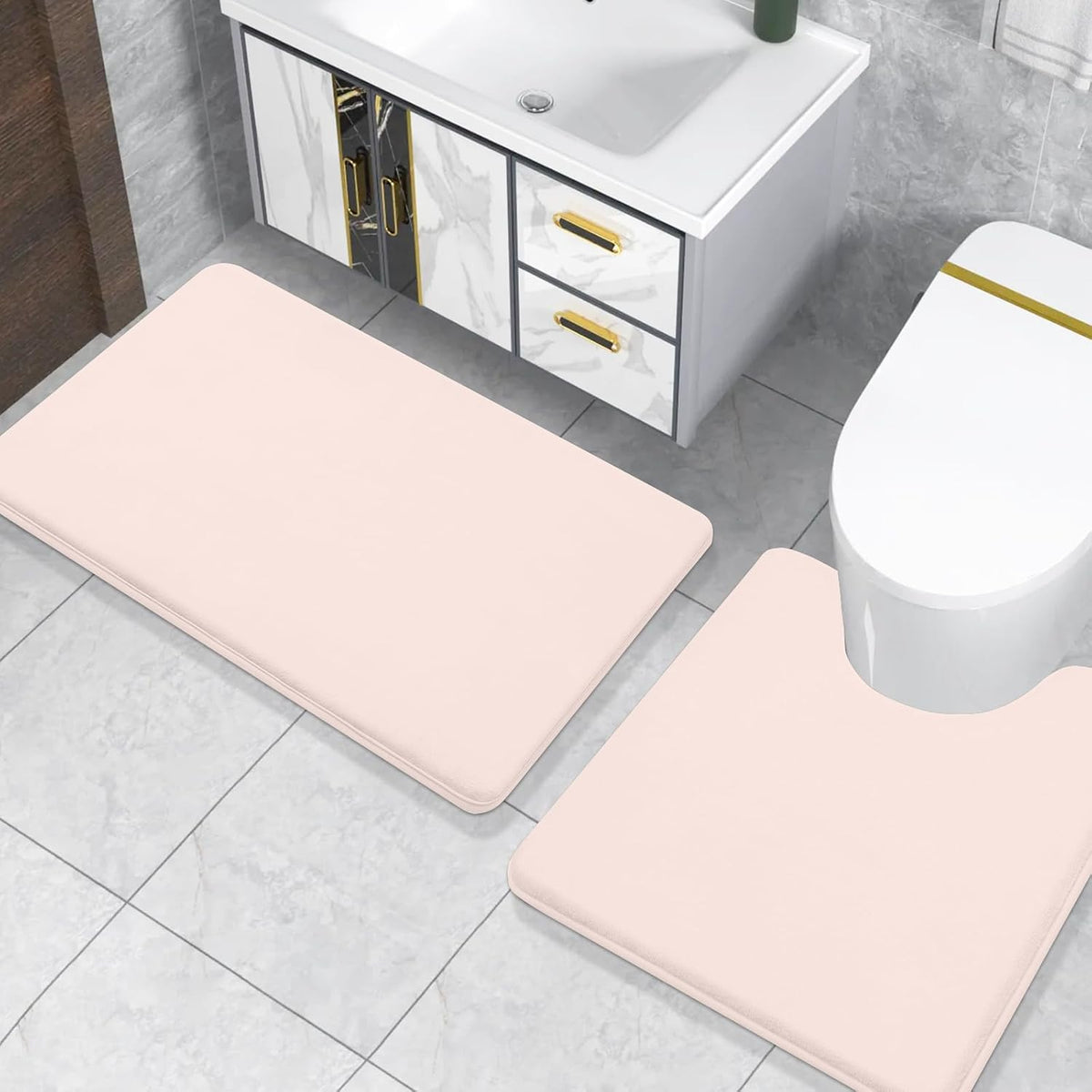 Memory Foam Toilet Rugs 24x20, Extra Soft Absorbent Bathroom Rugs