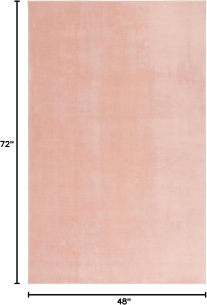 Washable Rug Loft Collection - 4' x 6', Peach, Slip Resistant & Easy Cleaning, Ideal for Living Room, Bedroom, Home Office, Nursery, Kids Playroom, Dining Space (LFT315C)