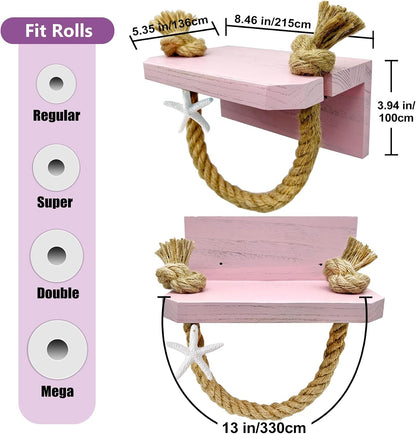 Toilet Paper Holder Pink Beach Rustic Farmhouse Bathroom Decor