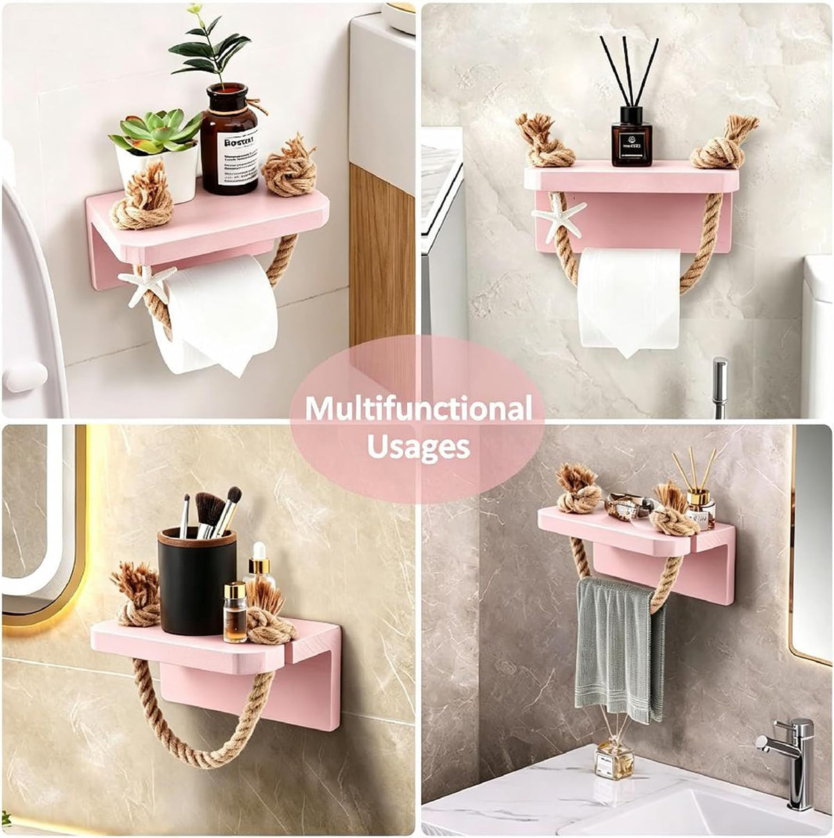 Toilet Paper Holder Pink Beach Rustic Farmhouse Bathroom Decor