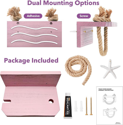 Toilet Paper Holder Pink Beach Rustic Farmhouse Bathroom Decor