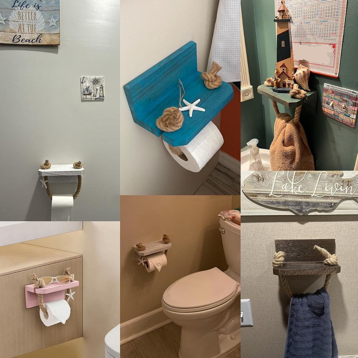 Toilet Paper Holder Pink Beach Rustic Farmhouse Bathroom Decor