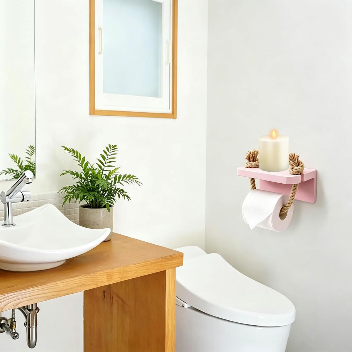 Toilet Paper Holder Pink Beach Rustic Farmhouse Bathroom Decor