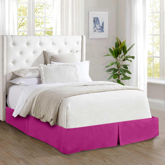 1500 Premier Wrinkle & Fade Resistant Hotel Quality Bed Skirt/Dust Ruffle - Pleated Tailored 14inch Drop, Full, Pink