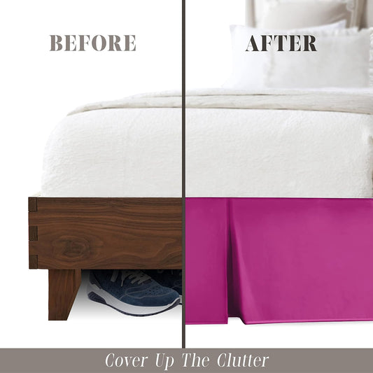1500 Premier Wrinkle & Fade Resistant Hotel Quality Bed Skirt/Dust Ruffle - Pleated Tailored 14inch Drop, Full, Pink