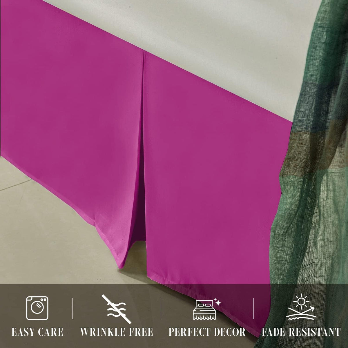 1500 Premier Wrinkle & Fade Resistant Hotel Quality Bed Skirt/Dust Ruffle - Pleated Tailored 14inch Drop, Full, Pink
