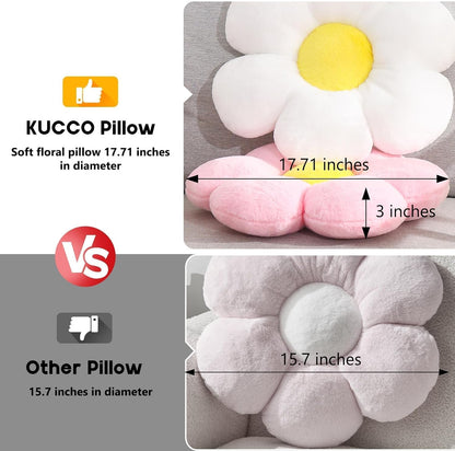 KUCCO Flower Pillow, Pink Daisy Shaped Decorative Throw Pillow, 17.7 Inch