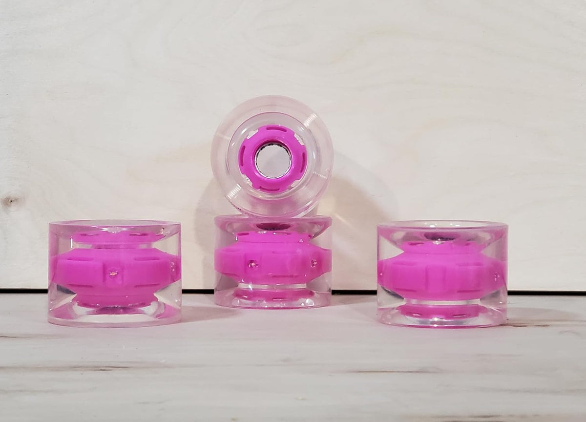 70MM 78A Ghost LED Longboard Wheels, Watch Them Light Up and Glow! ABEC-7 Ghost Bearings. See Through Light Up Wheels.