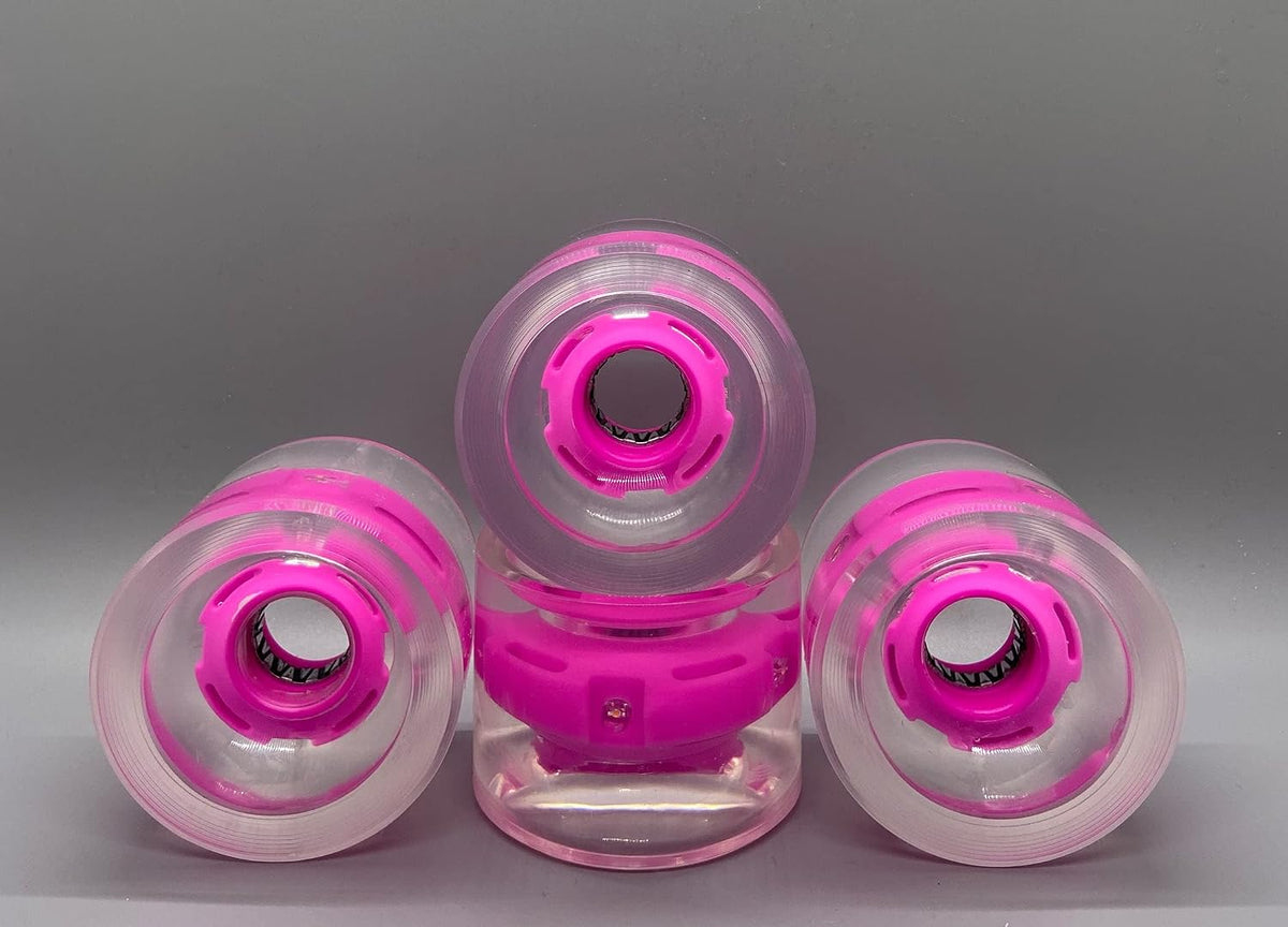 70MM 78A Ghost LED Longboard Wheels, Watch Them Light Up and Glow! ABEC-7 Ghost Bearings. See Through Light Up Wheels.