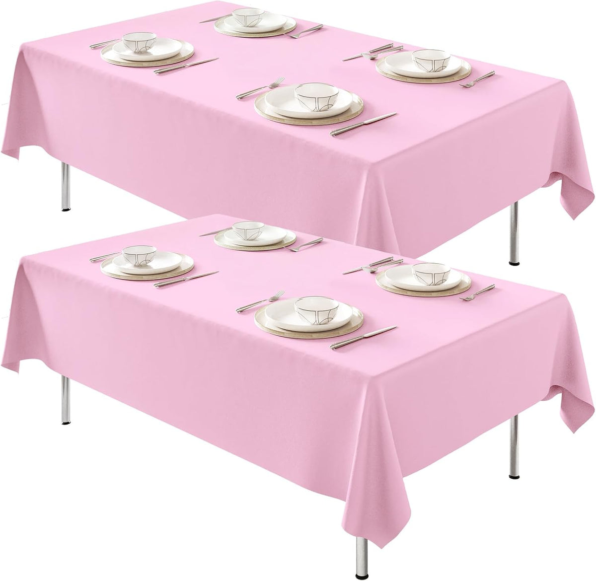 2 Pack 60 x 102 Inch Tablecloths Rectangle Pink Table Cover