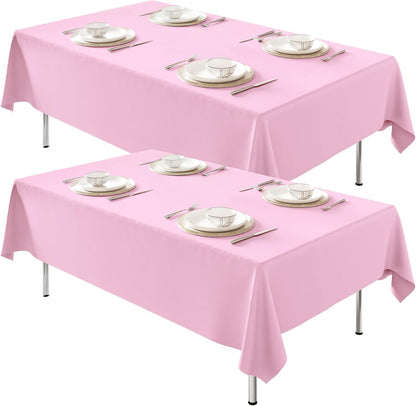 2 Pack 60 x 102 Inch Tablecloths Rectangle Pink Table Cover