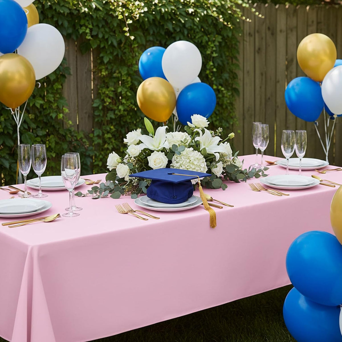 2 Pack 60 x 102 Inch Tablecloths Rectangle Pink Table Cover