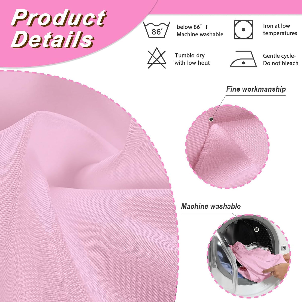 2 Pack 60 x 102 Inch Tablecloths Rectangle Pink Table Cover