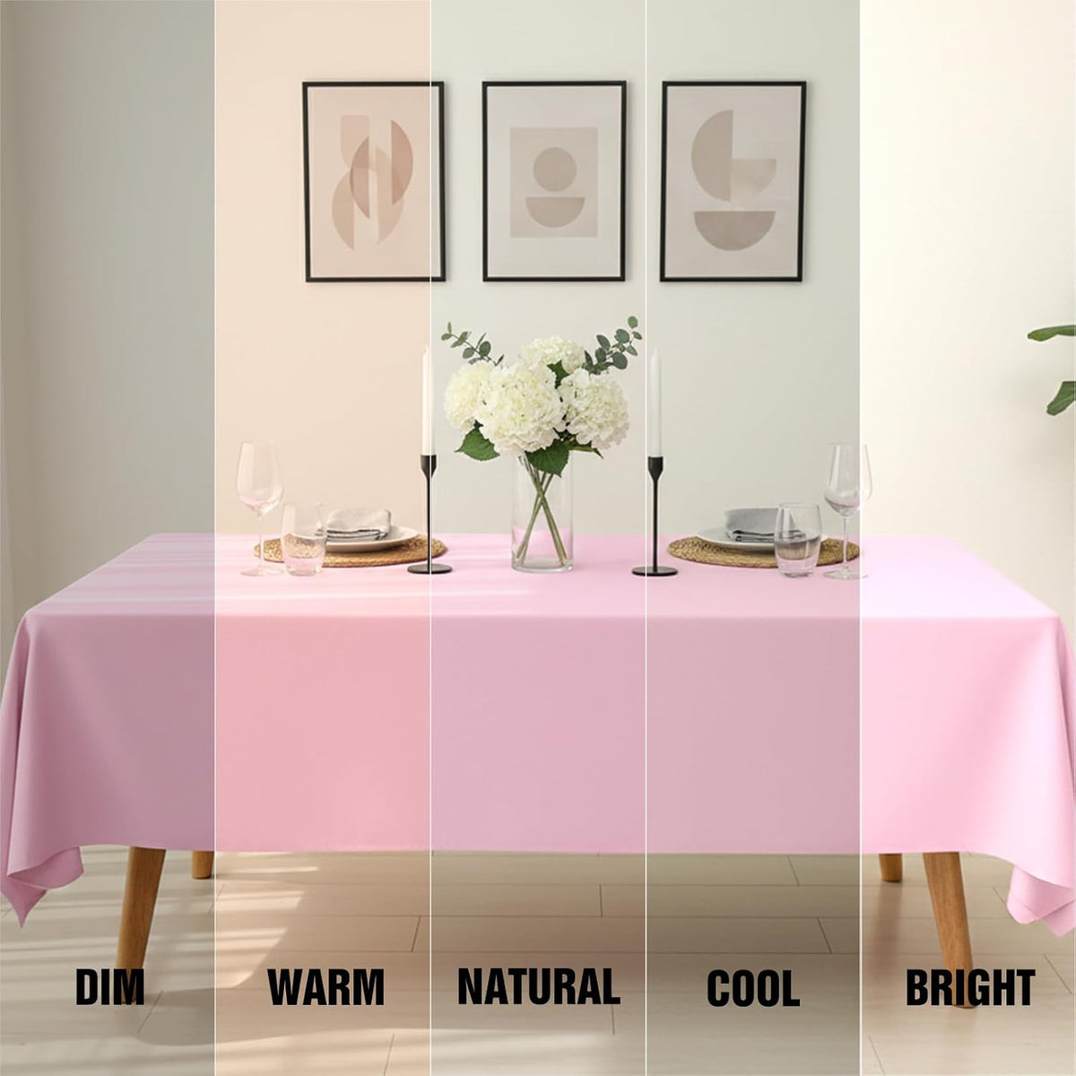 2 Pack 60 x 102 Inch Tablecloths Rectangle Pink Table Cover