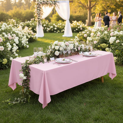 2 Pack 60 x 102 Inch Tablecloths Rectangle Pink Table Cover