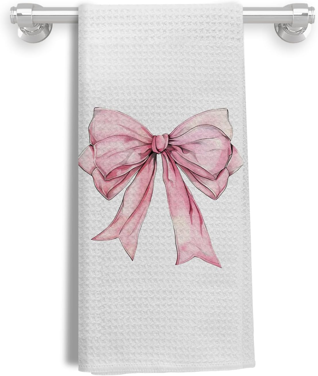 Pink Bow Coquette Kitchen & Bath Towels, Preppy Hand & Dish Towels, 16x24 Inches