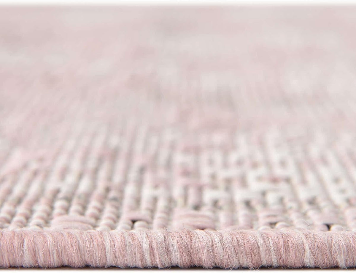 Outdoor Traditional Collection Area Rug - Valeria (3' 3" Round, Pink/ Ivory)
