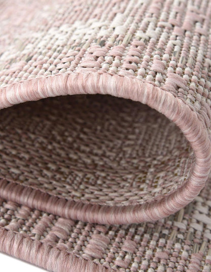 Outdoor Traditional Collection Area Rug - Valeria (3' 3" Round, Pink/ Ivory)