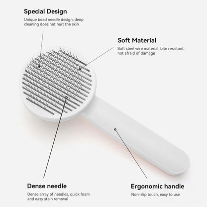 Pet Grooming Brush, Self Cleaning Slicker Brush for Dogs Cats, Gently Removes Loose Undercoat, Mats Tangled Hair, for Pet Massage- Upgraded (Pink)