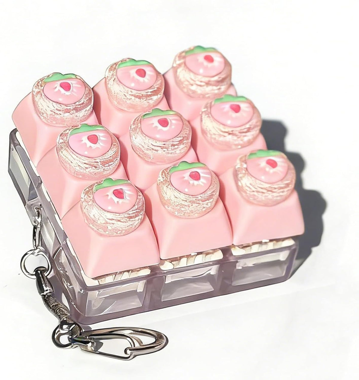 Sound Keyboard Fidget Toy,Candy Fidget Keyboard for Stress Relief, Sound Keyboard Fidget Clicker for Office, School, Travel, Anxiety Keyboard Keychain Gift (Pink Candy)