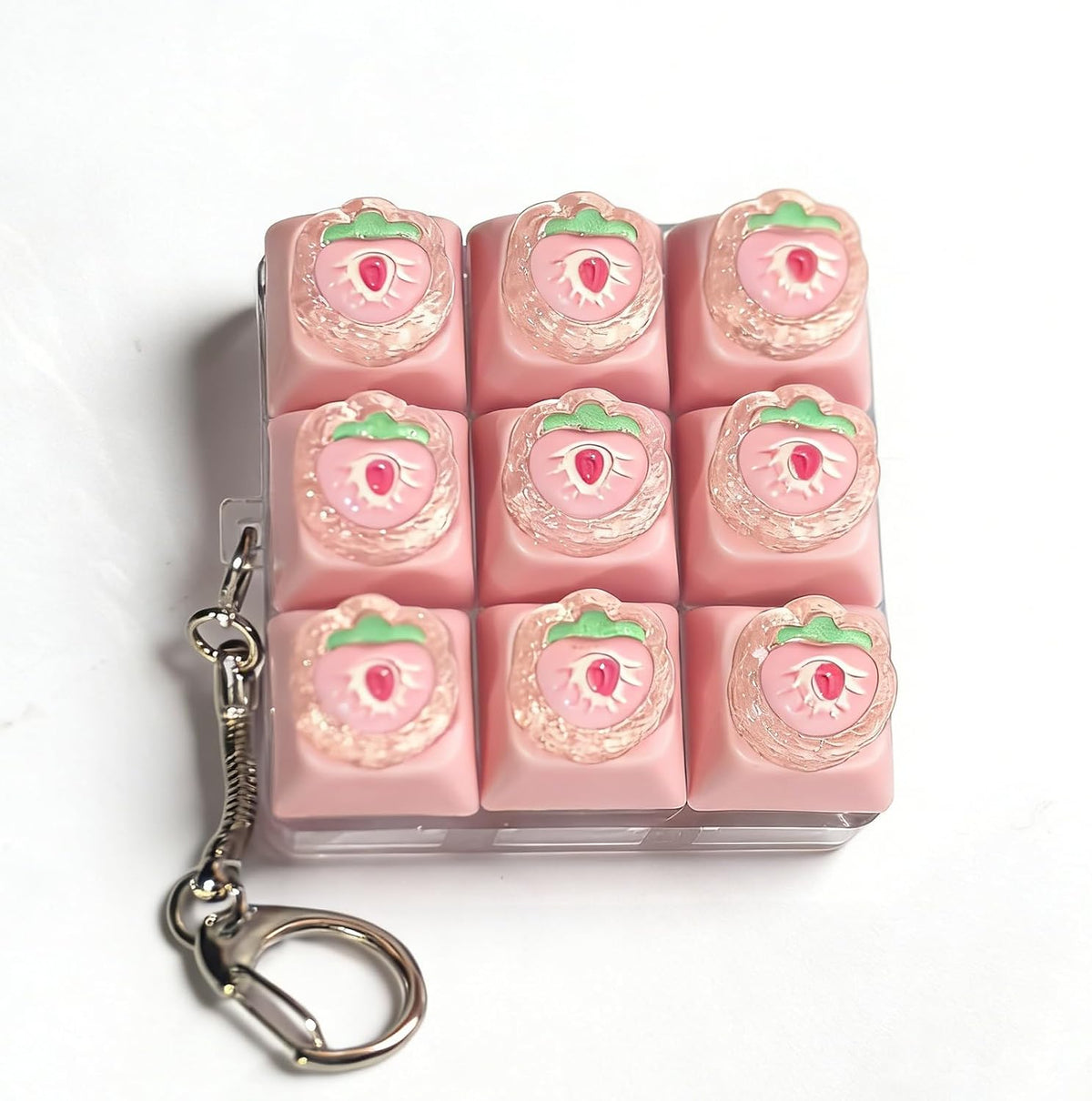Sound Keyboard Fidget Toy,Candy Fidget Keyboard for Stress Relief, Sound Keyboard Fidget Clicker for Office, School, Travel, Anxiety Keyboard Keychain Gift (Pink Candy)