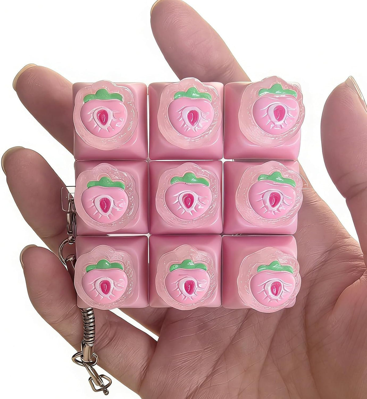 Sound Keyboard Fidget Toy,Candy Fidget Keyboard for Stress Relief, Sound Keyboard Fidget Clicker for Office, School, Travel, Anxiety Keyboard Keychain Gift (Pink Candy)