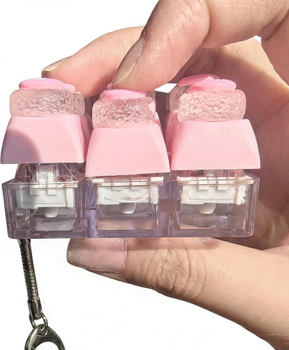 Sound Keyboard Fidget Toy,Candy Fidget Keyboard for Stress Relief, Sound Keyboard Fidget Clicker for Office, School, Travel, Anxiety Keyboard Keychain Gift (Pink Candy)