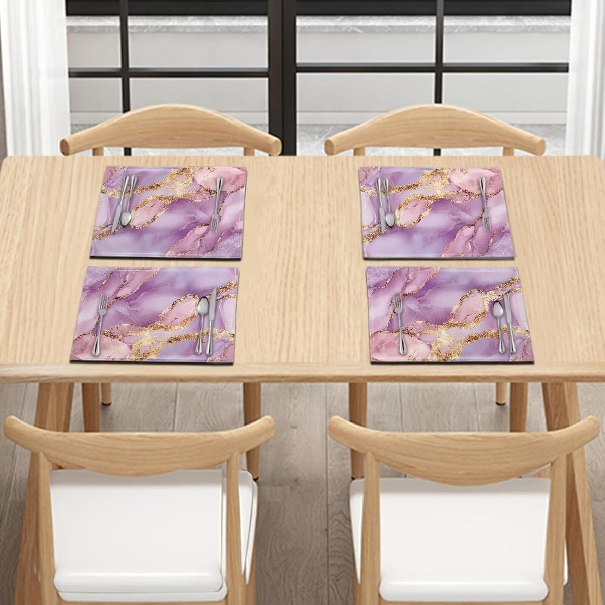 Pink Marble Print Placemat Set of 4 Placemats Table Cover Dining Table Set Valentines Day Decorations Table Cloth Marble Texture Place mats for Dining Table