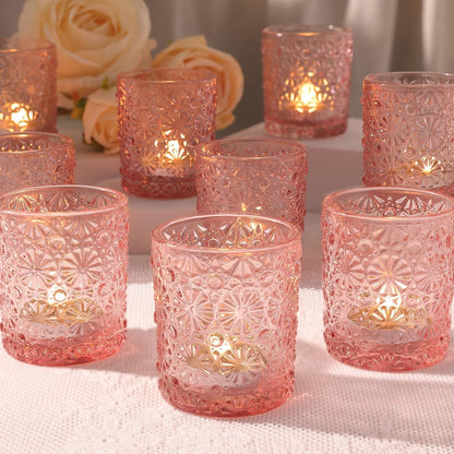 12 Pcs Pink Votive Candle Holders 2.2ʺ*2.6ʺ Tealight Candle Holders