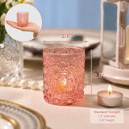 12 Pcs Pink Votive Candle Holders 2.2ʺ*2.6ʺ Tealight Candle Holders