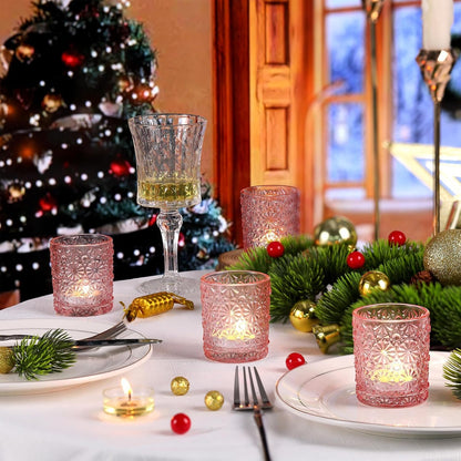 12 Pcs Pink Votive Candle Holders 2.2ʺ*2.6ʺ Tealight Candle Holders
