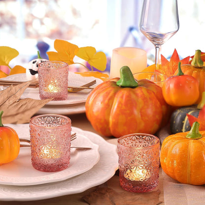 12 Pcs Pink Votive Candle Holders 2.2ʺ*2.6ʺ Tealight Candle Holders