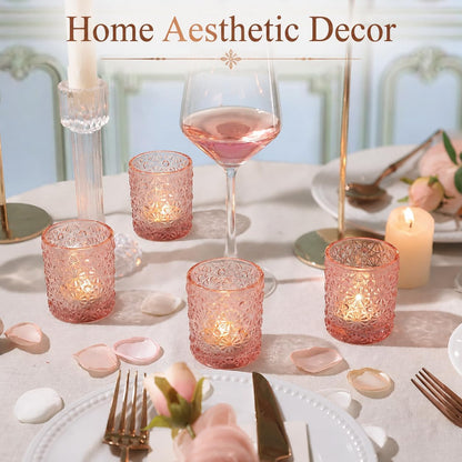 12 Pcs Pink Votive Candle Holders 2.2ʺ*2.6ʺ Tealight Candle Holders