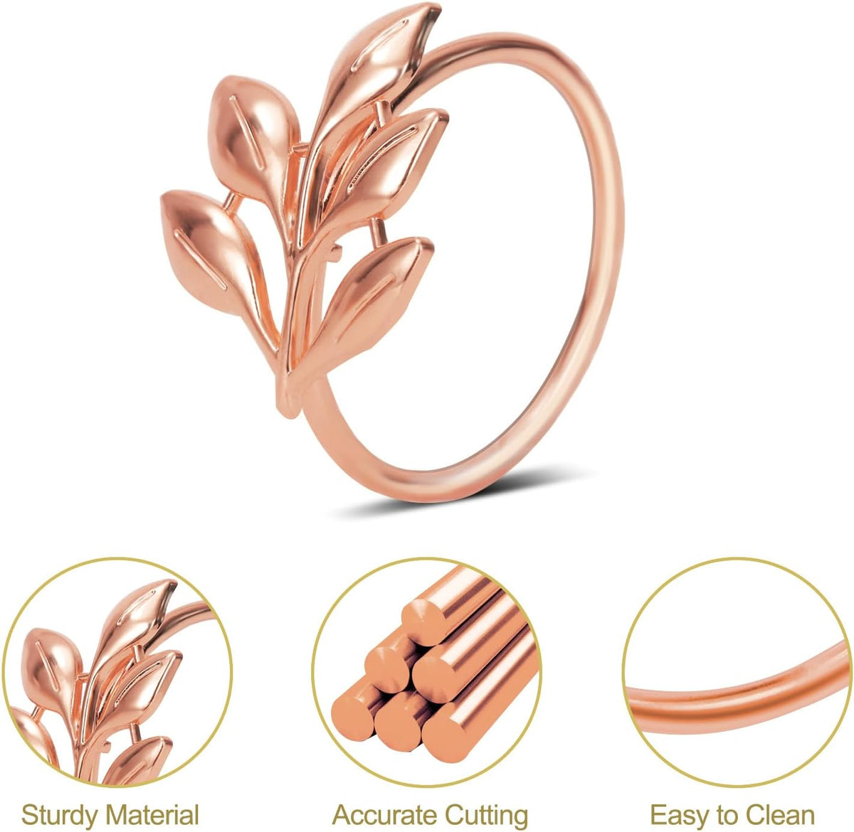 Rose Gold Napkin Rings Set of 12 for Thanksgiving