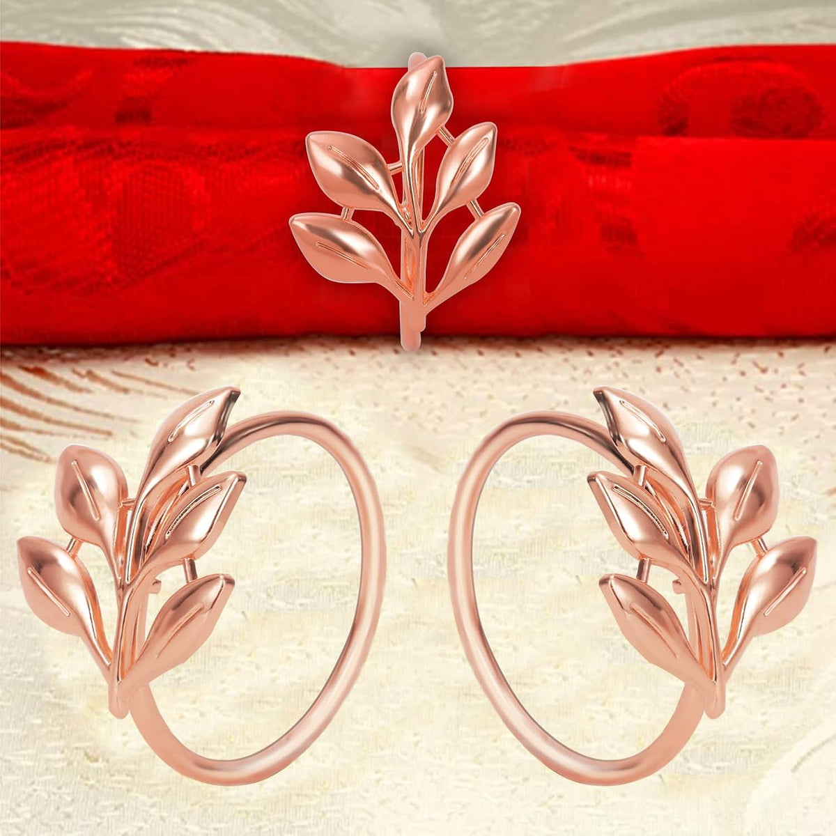Rose Gold Napkin Rings Set of 12 for Thanksgiving