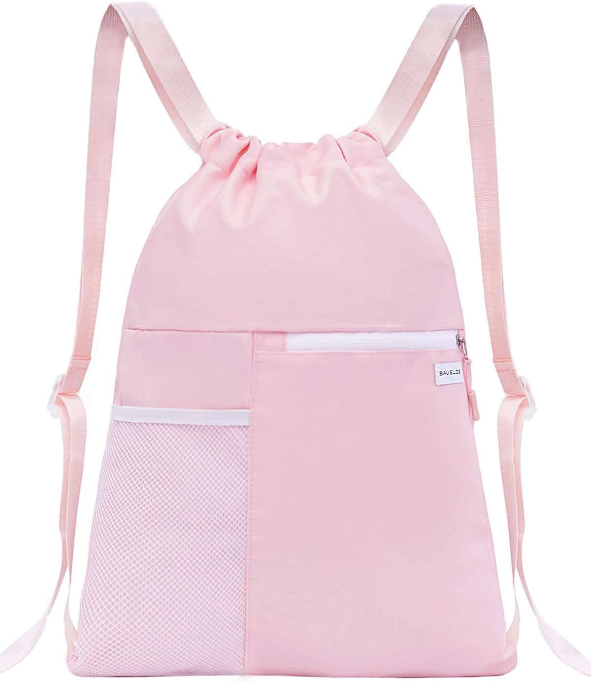 Drawstring Backpack with Mesh Pocket, Sports Gym Sackpack for Women