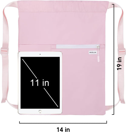 Drawstring Backpack with Mesh Pocket, Sports Gym Sackpack for Women