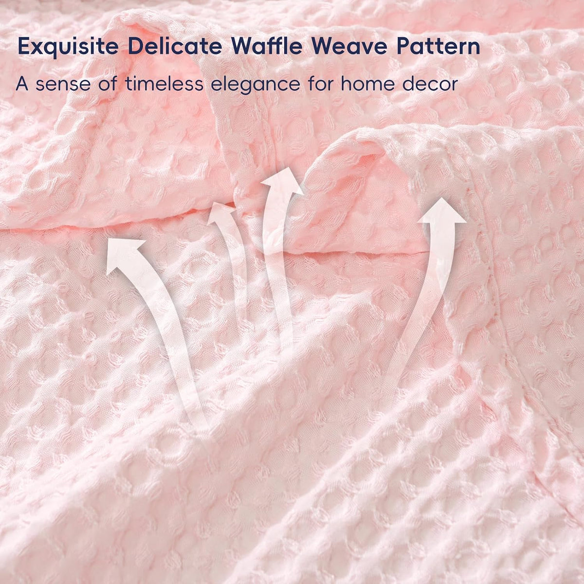 Ultra Soft Waffle Weave Blanket King Size 104"x 90"- Washed Lightweight Breathable Cozy Woven Blanket for Bed - Aesthetic Decor for Couch Bedding Sofa Home Car - Light Pink
