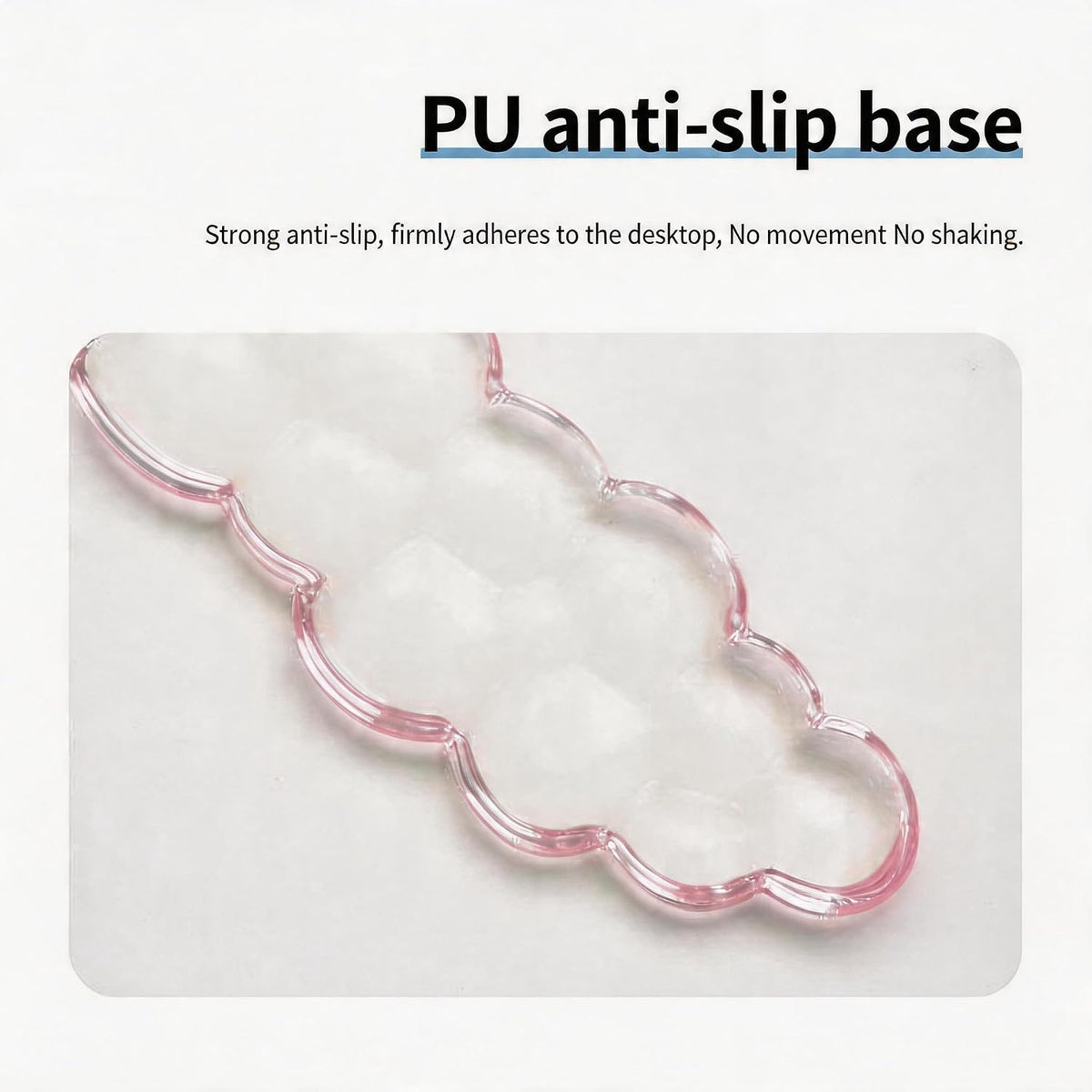 Cloud-Shaped Gel Wrist Rest Set, Transparent Silicone with PU Base, Keyboard and Mouse Pad Support (Light Pink)
