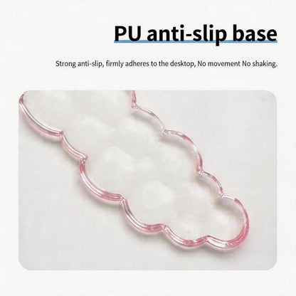 Cloud-Shaped Gel Wrist Rest Set, Transparent Silicone with PU Base, Keyboard and Mouse Pad Support (Light Pink)