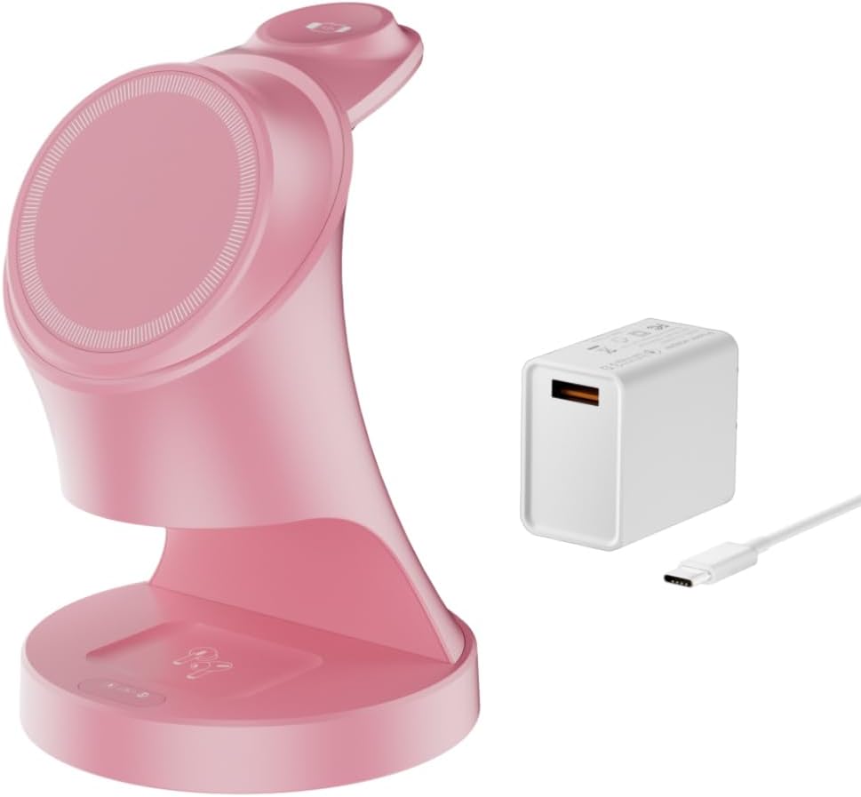 Wireless Charger,3 in 1 Magnetic Wireless Charger Stand, Fast Wireless Charging Dock for iPhone 17/16/15/14/13/12 Series, Apple Watch Series, AirPods Pro.