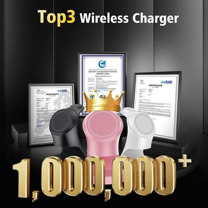 Wireless Charger,3 in 1 Magnetic Wireless Charger Stand, Fast Wireless Charging Dock for iPhone 17/16/15/14/13/12 Series, Apple Watch Series, AirPods Pro.