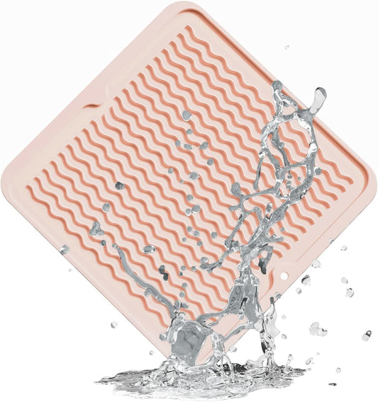 4-in-1 Silicone Mat: Air Fryer & Coffee Maker, 12"x12", Peach Pink