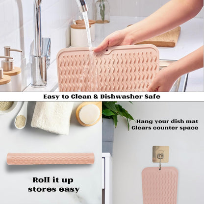 4-in-1 Silicone Mat: Air Fryer & Coffee Maker, 12"x12", Peach Pink