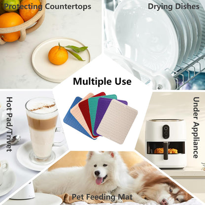 4-in-1 Silicone Mat: Air Fryer & Coffee Maker, 12"x12", Peach Pink