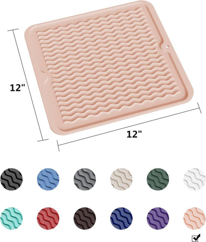 4-in-1 Silicone Mat: Air Fryer & Coffee Maker, 12"x12", Peach Pink