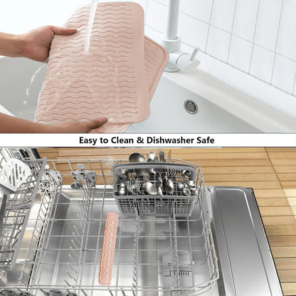 4-in-1 Silicone Mat: Air Fryer & Coffee Maker, 12"x12", Peach Pink