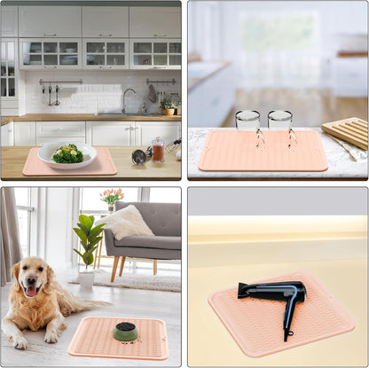 4-in-1 Silicone Mat: Air Fryer & Coffee Maker, 12"x12", Peach Pink