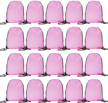 20 Pcs Drawstring Backpack Bulk Draw String Bags Cinch Polyester Bag for Gym Sport, Pink