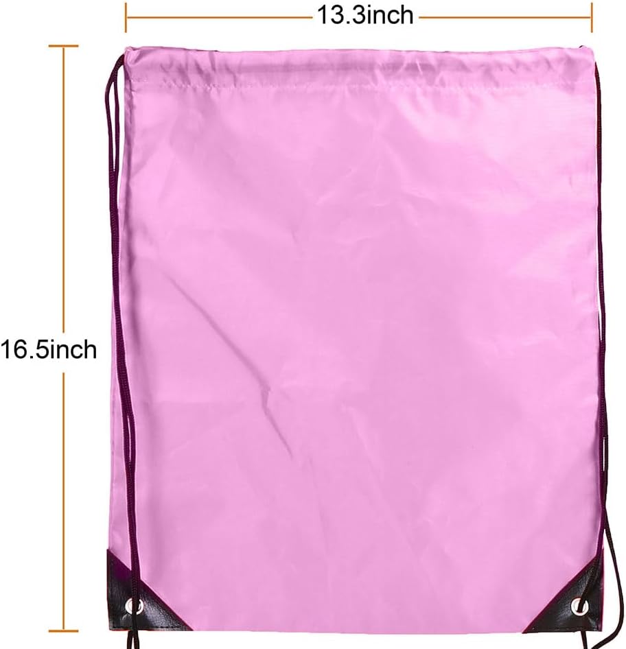 20 Pcs Drawstring Backpack Bulk Draw String Bags Cinch Polyester Bag for Gym Sport, Pink